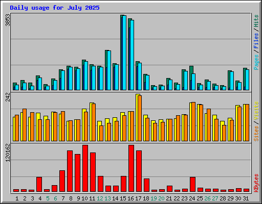 Daily usage for July 2025
